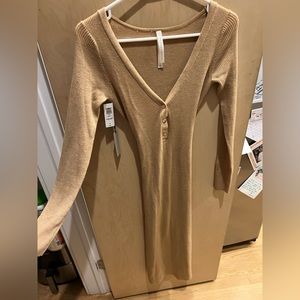 Aritzia never worn/new with tags camel colored tie waist sweater dress